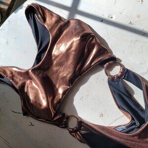 Kenzie Bodysuit - Scoop Neck High Cut Scrunch Bodysuit Bronze - Used